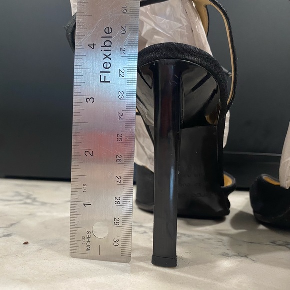 SERGIO ROSSI Black Canvas Ankle-Strap Slingback Heel Pumps Shoes - Picture 7 of 8